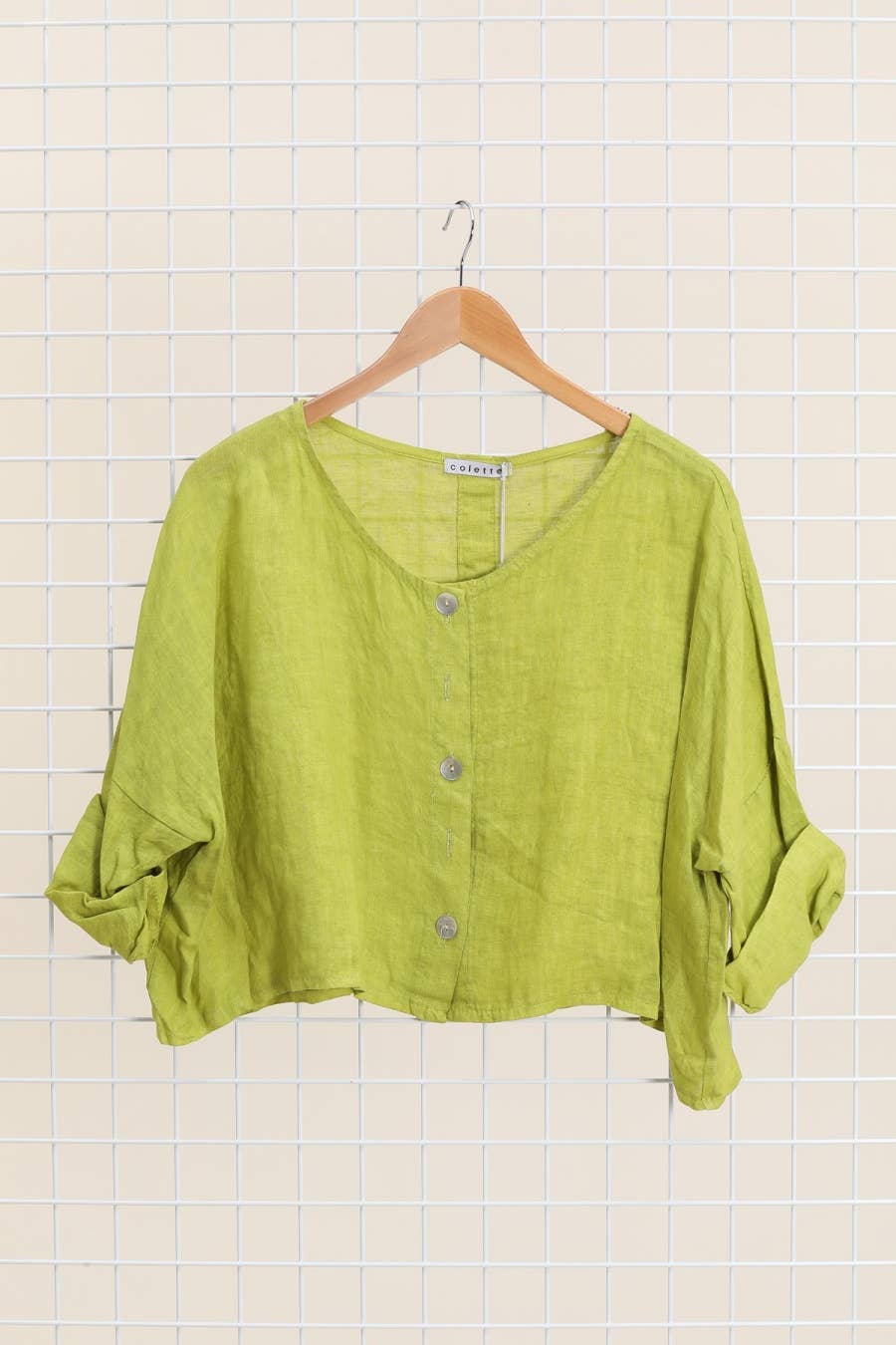 3/4 sleeve linen jacket 906 100% linen