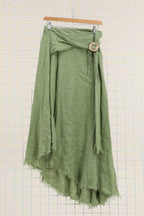 Linen skirt with drawstring 1013 100% linen: White
