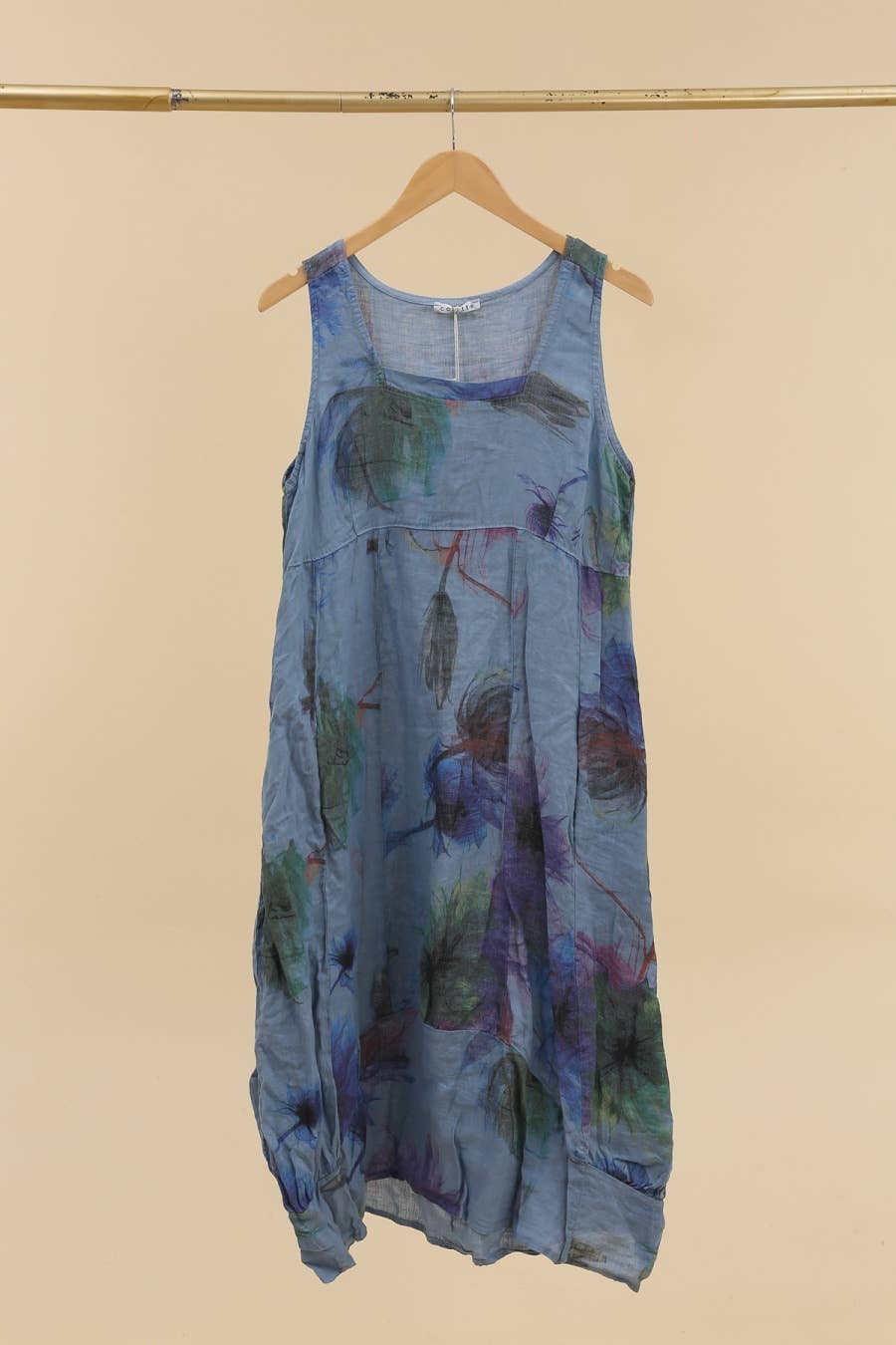 Sleeveless Printed Linen Dress