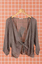 Linen wrap top 621286 100% linen: KAKI