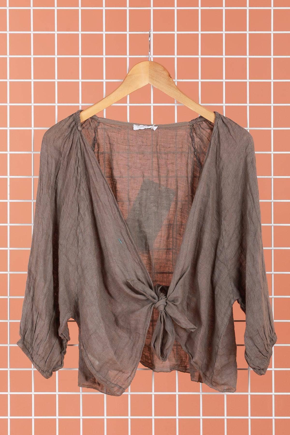 Linen wrap top 621286 100% linen: White