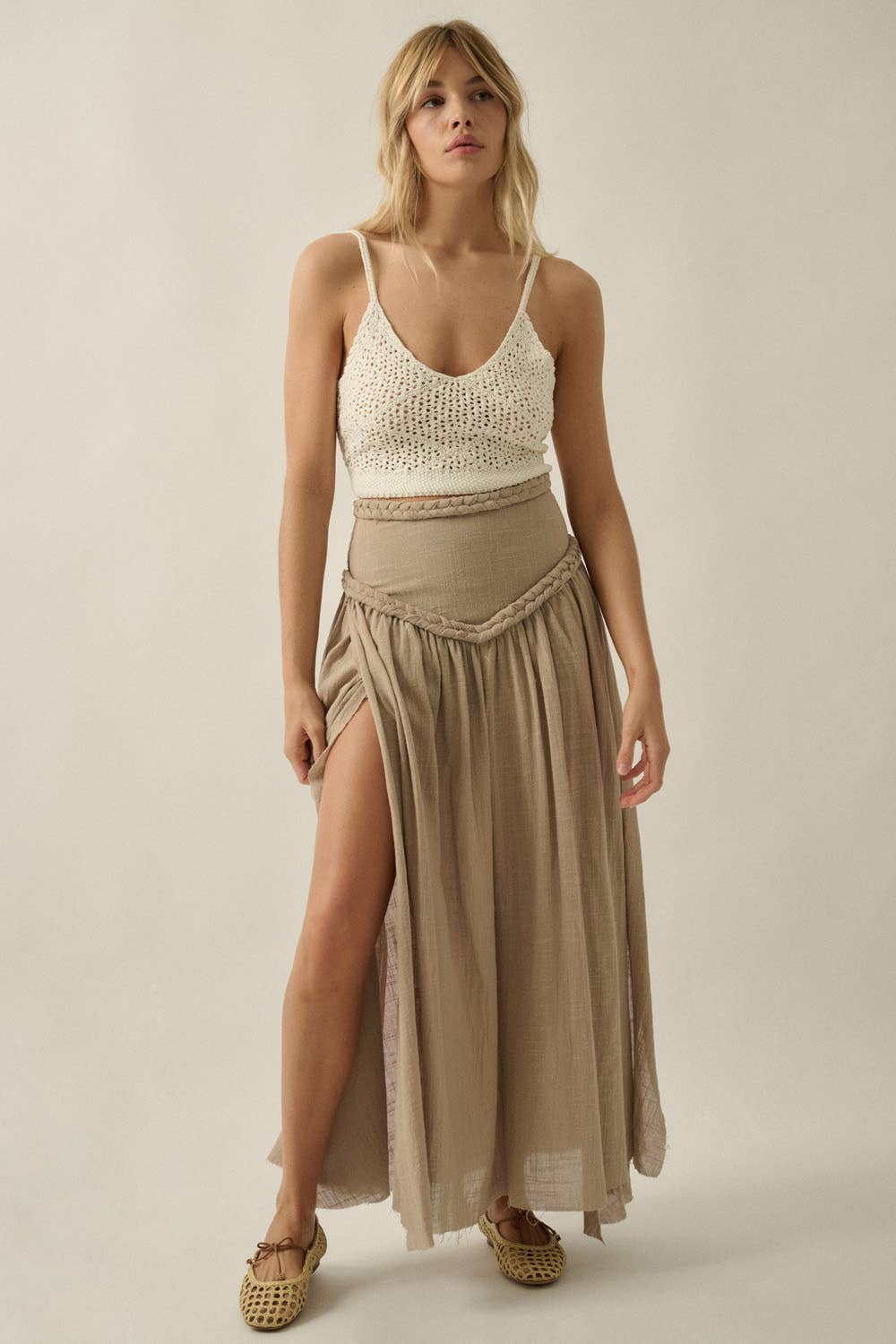 Crochet Open-Knit Tie-Back Cropped Tank Top