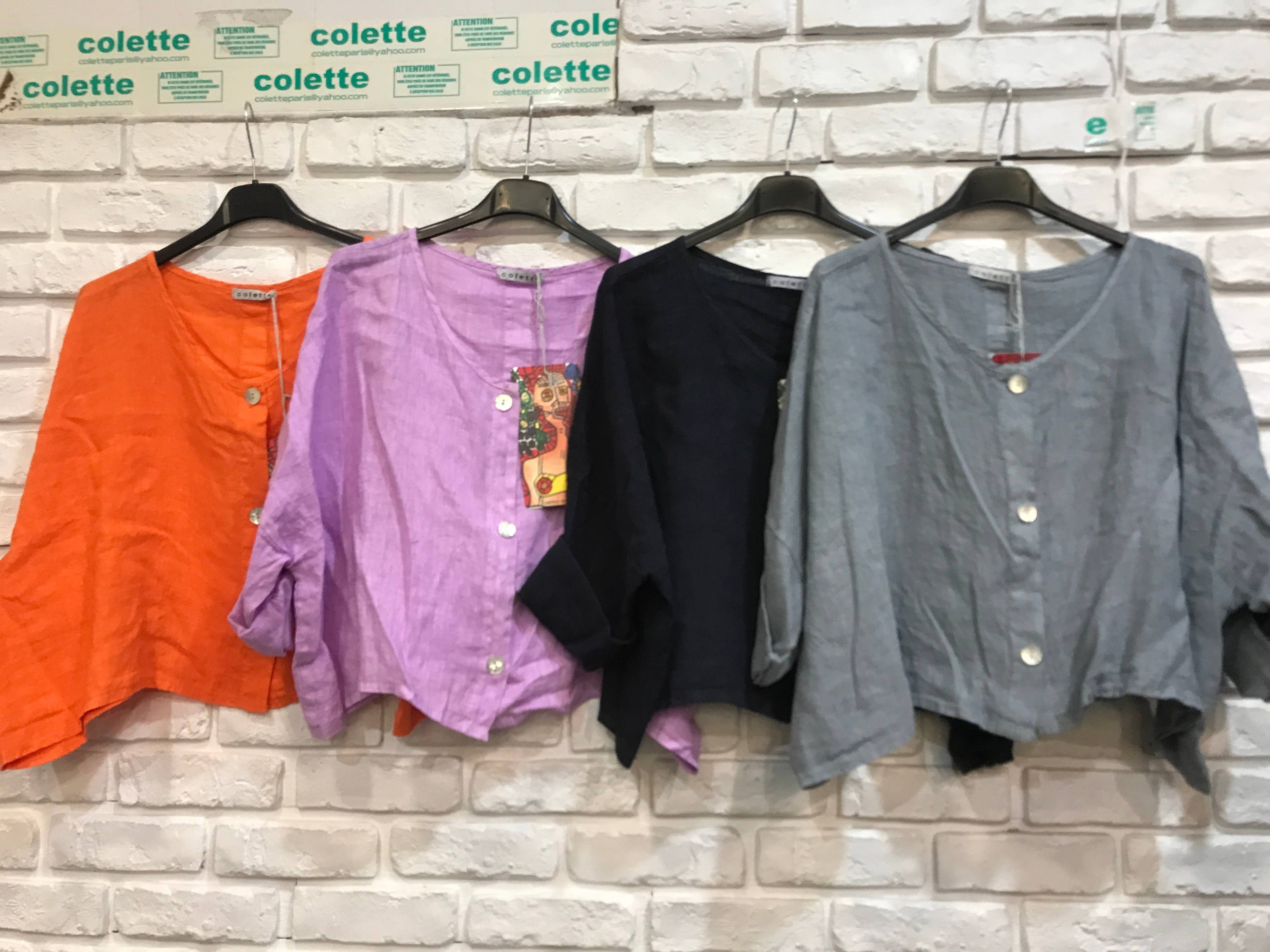 3/4 sleeve linen jacket 906 100% linen