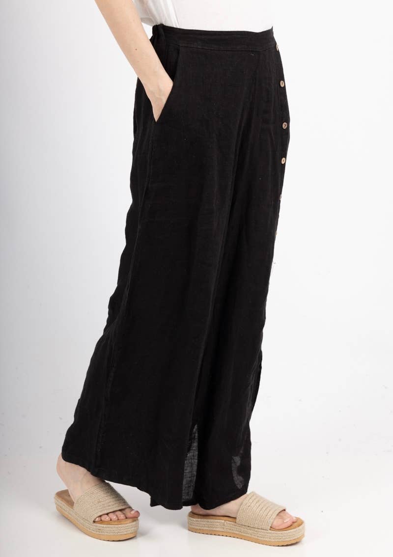 Straight buttoned trousers 9320 100% LINEN