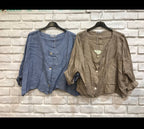 3/4 sleeve linen jacket 906 100% linen