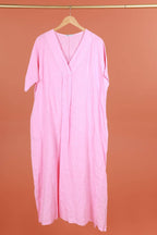 Long dress v-neck 62733 100% linen: VERT ANIS