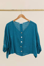 3/4 sleeve linen jacket 906 100% linen