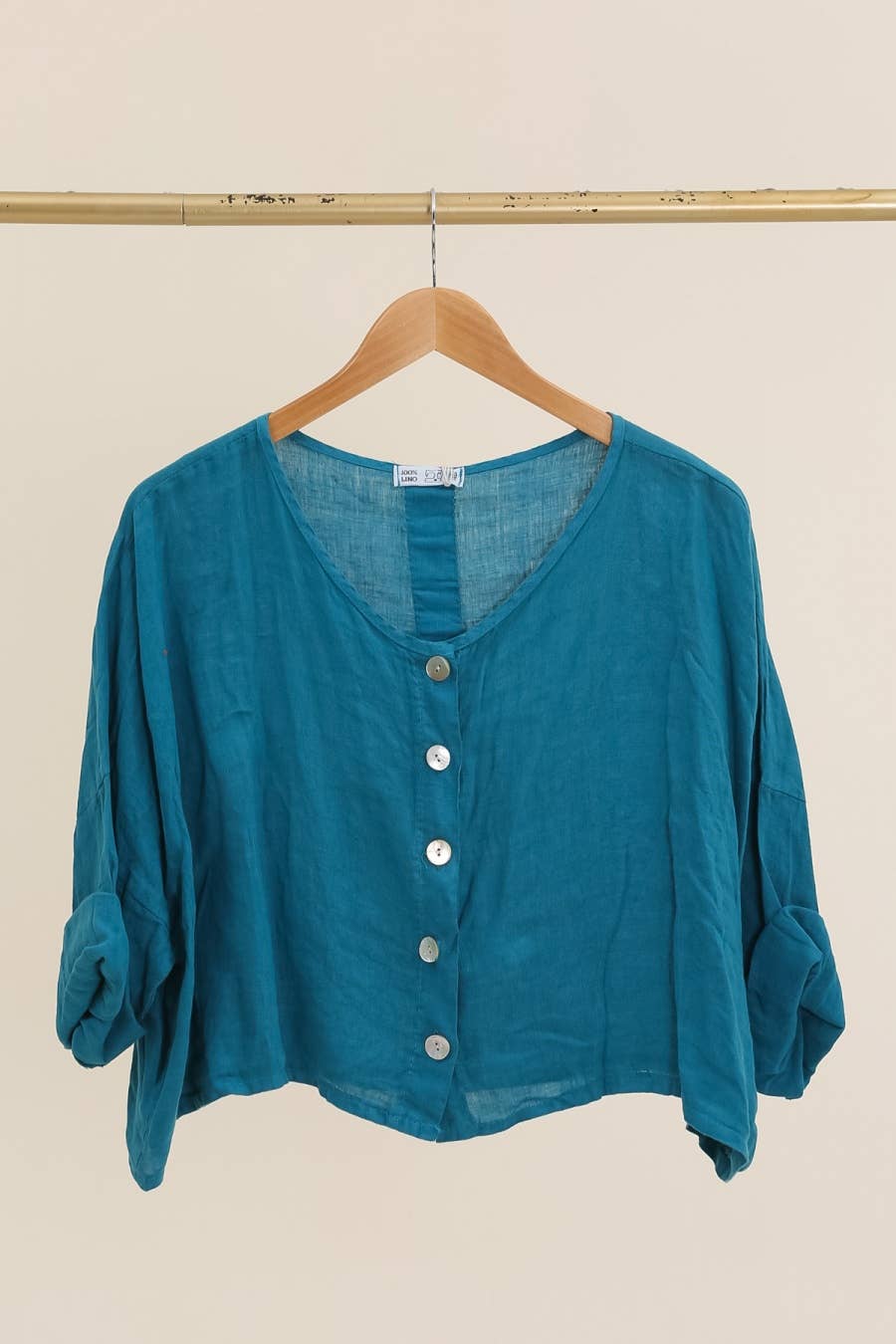 3/4 sleeve linen jacket 906 100% linen