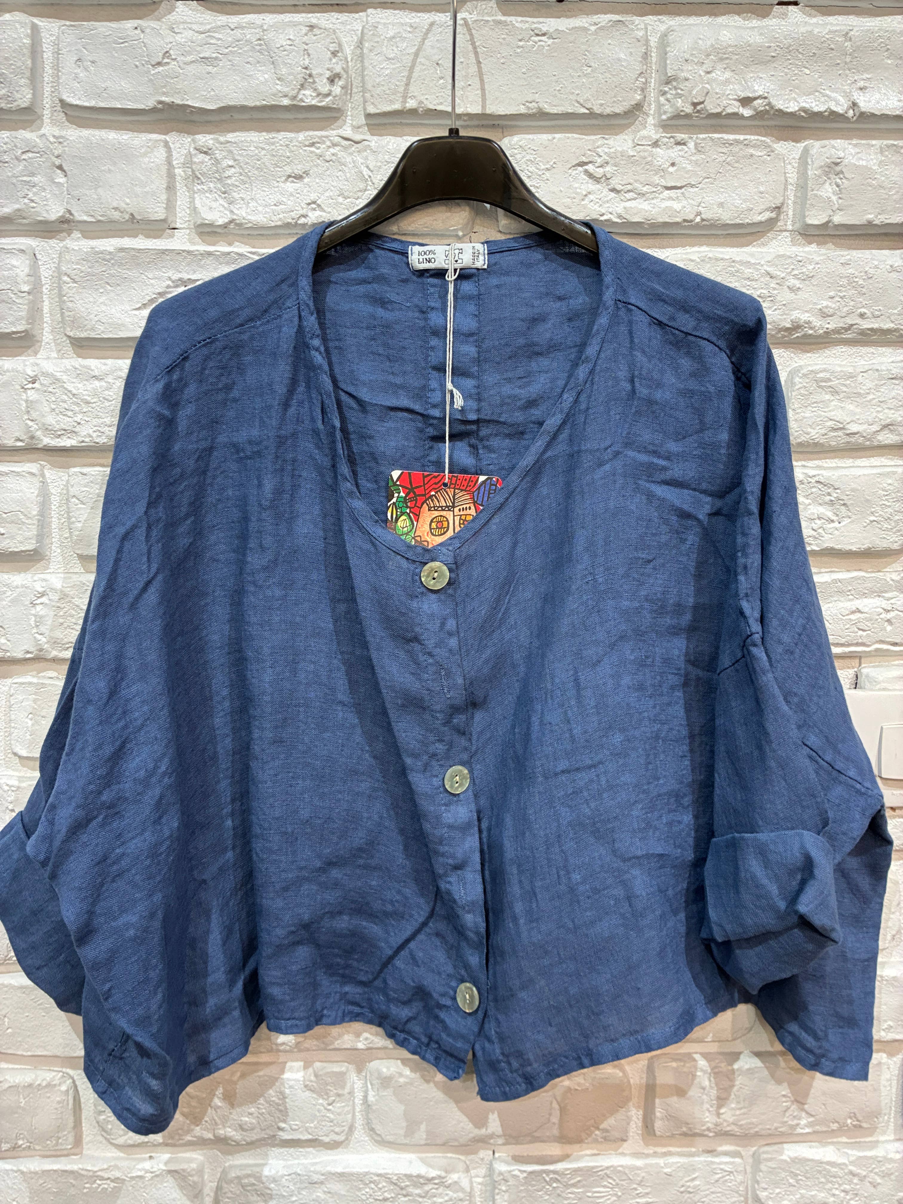 3/4 sleeve linen jacket 906 100% linen