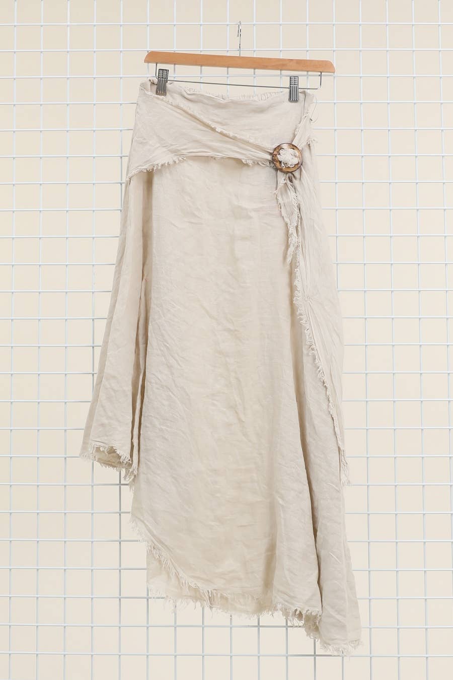 Linen skirt with drawstring 1013 100% linen: White
