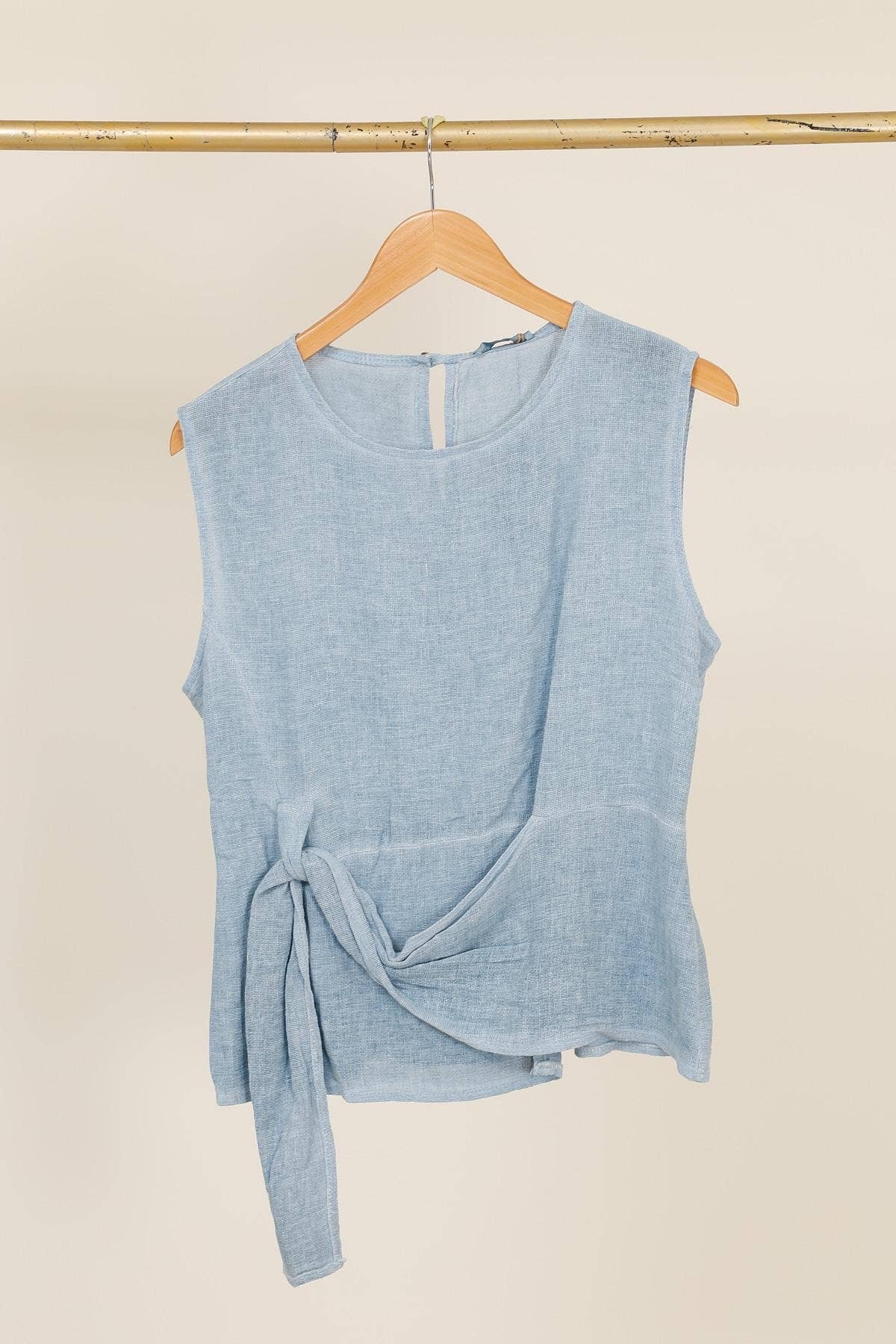 Linen Blend Sleeveless Blouse