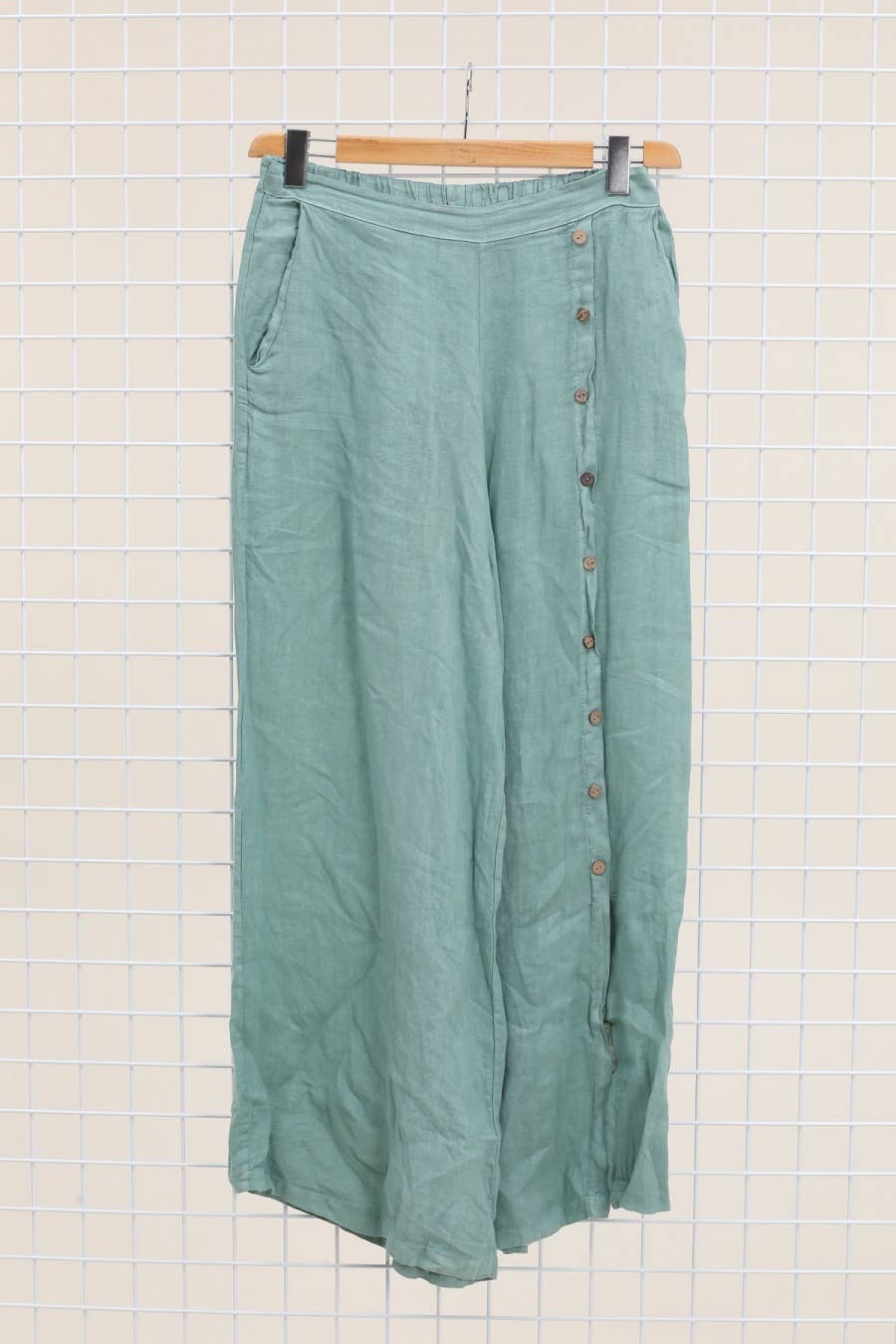 Straight buttoned trousers 9320 100% LINEN
