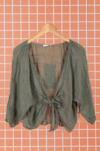 Linen wrap top 621286 100% linen: White