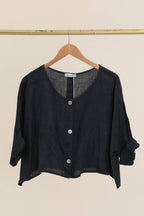 3/4 sleeve linen jacket 906 100% linen