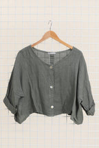 3/4 sleeve linen jacket 906 100% linen