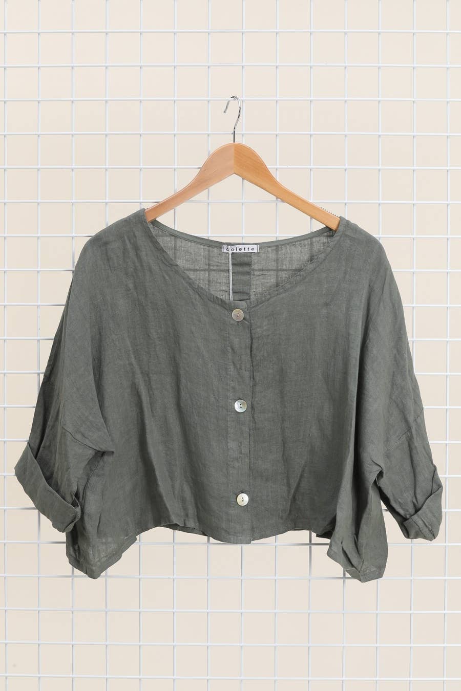 3/4 sleeve linen jacket 906 100% linen
