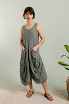 Sleeveless dress with pockets 1633 100% linen